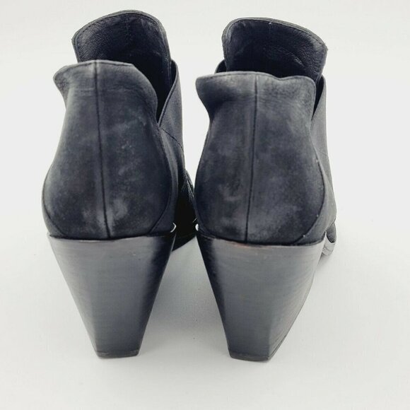 Eileen Fisher Black Suede Almond Toe Stretch Ankle Bootie Size 8 - Picture 4 of 9